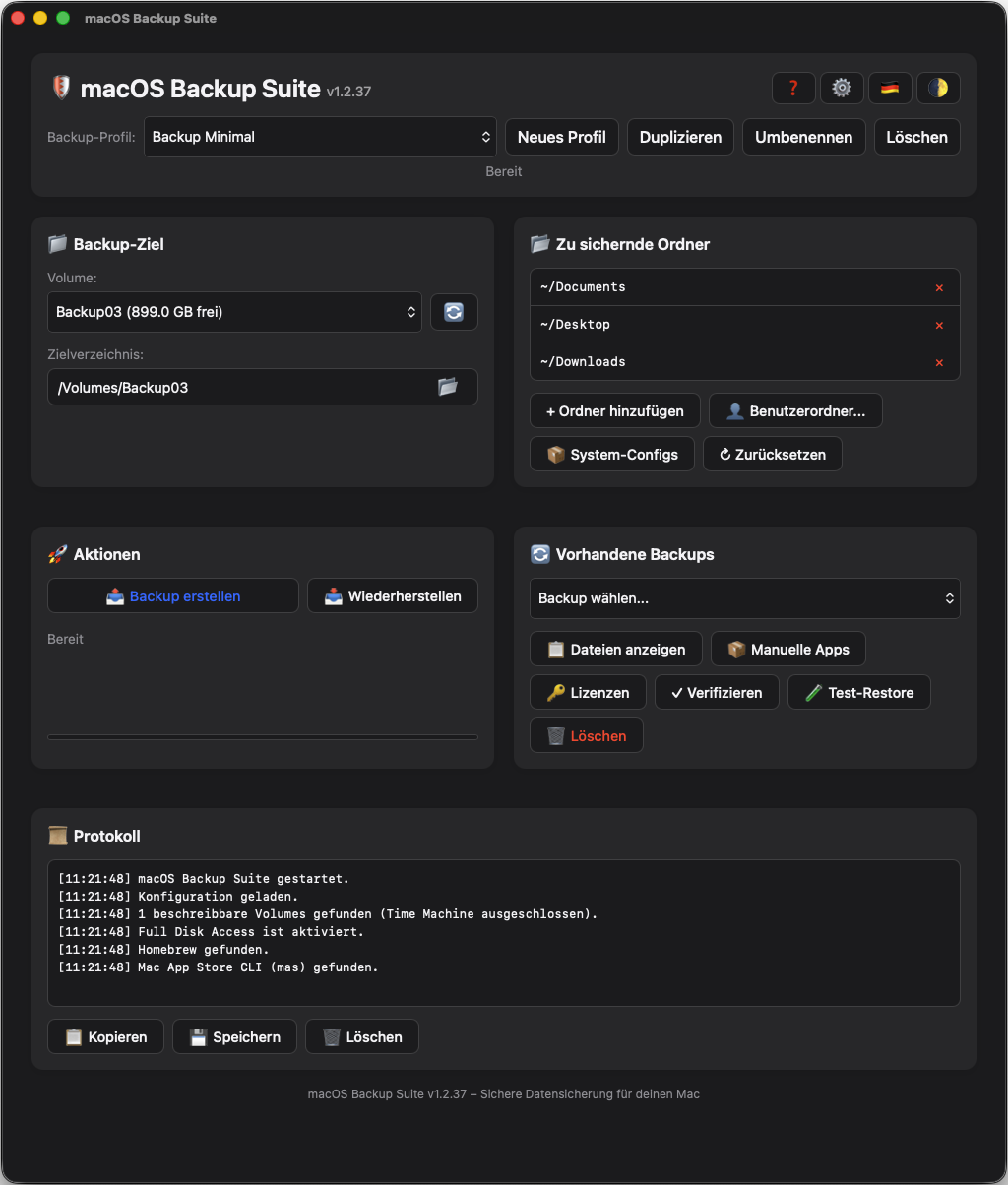 macOS Backup Suite – Screenshot 1